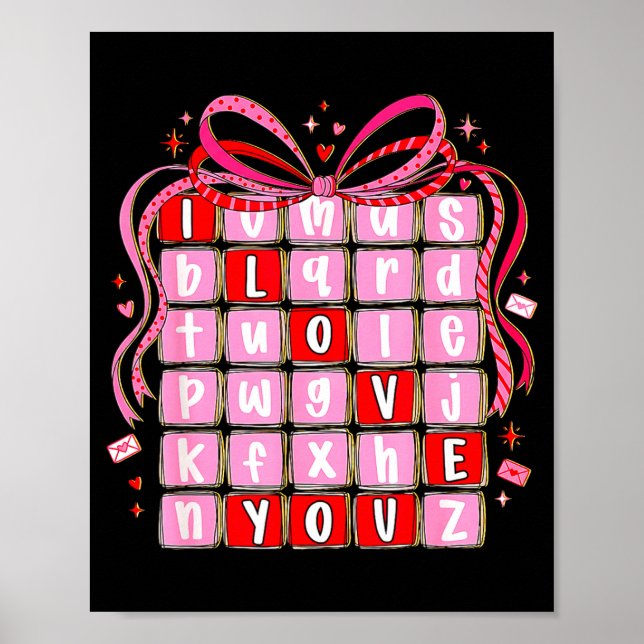Affiche I Love You Valentine Kids Preppy Valentine's Day L (Devant)