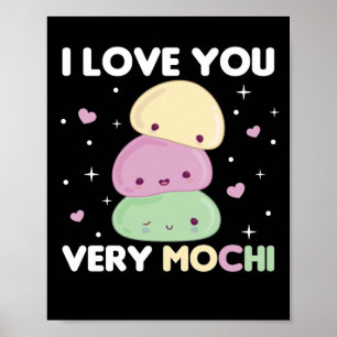 Affiche I Love You Very Mochi - Kawaii Mochi Ice Cream