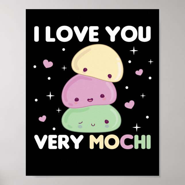 Affiche I Love You Very Mochi - Kawaii Mochi Ice Cream (Devant)