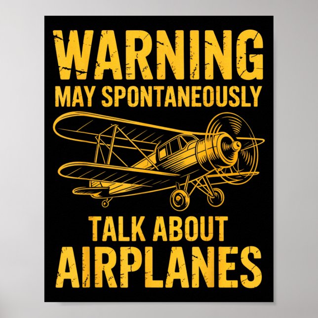 Affiche I May Sntaneously Talk About Airplanes Funny Airpl (Devant)