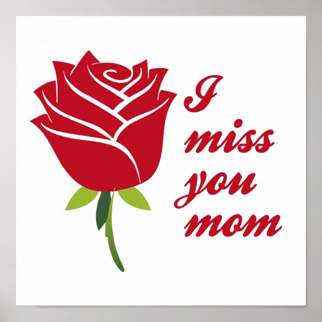 Affiche I Miss You Maman, I Love You Maman With Red Rose (Devant)