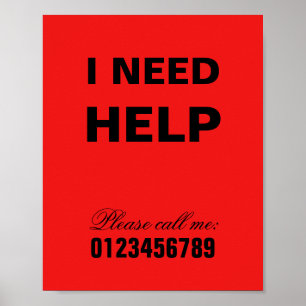 Affiche I need help SOS message neighborhood assistance