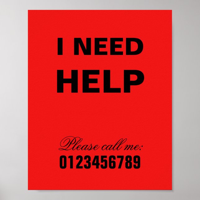 Affiche I need help SOS message neighborhood assistance (Devant)