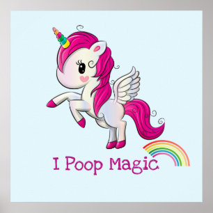 Affiche I Poop Magic Funny Unicorne Dit