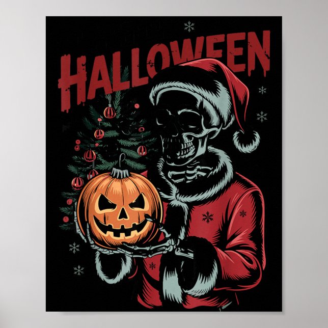 Affiche I Prefer Halloween Christmas Creepy Cute Skeleton  (Devant)
