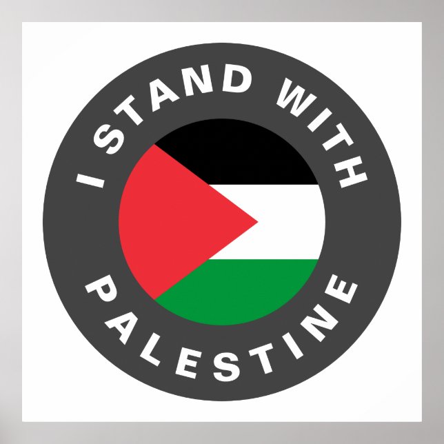 Affiche I Stand with Palestine flag texte personnalisé (Devant)
