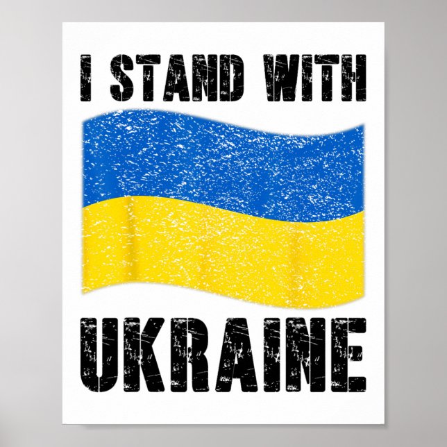Affiche I Stand With Ukraine Support Ukraine Ukrainian Fla (Devant)