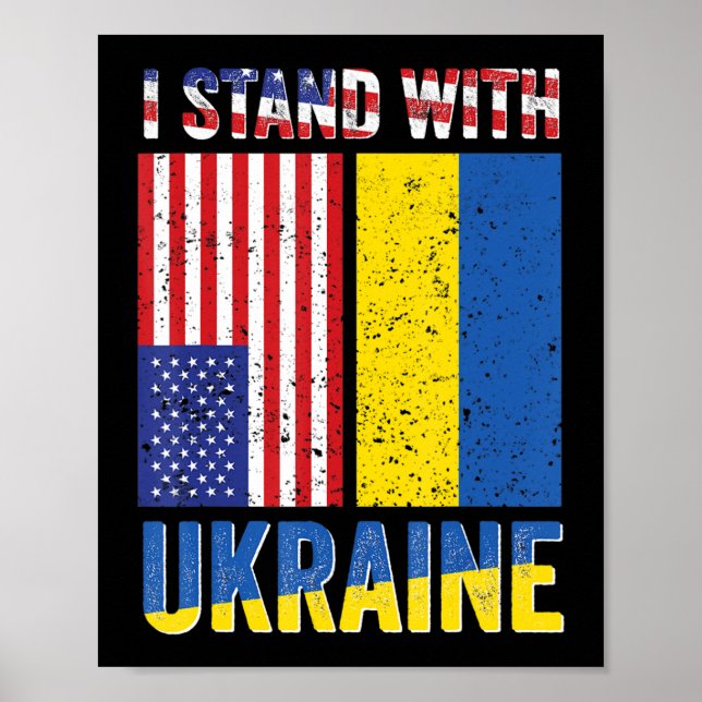 Affiche I Stand with Ukraine Support Ukrainian American US (Devant)