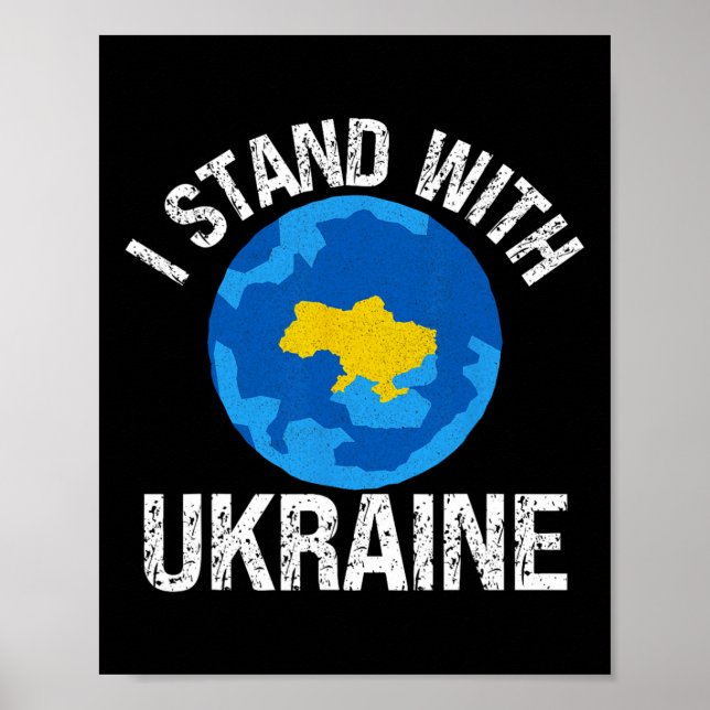 Affiche I Stand With Ukraine World Map Support Support Ukr (Devant)