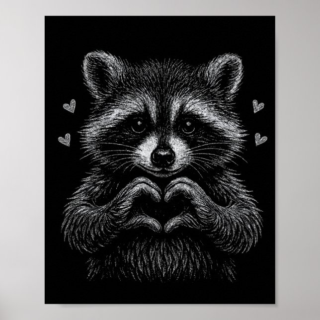 Affiche I Steal Hearts Raccoon Valentines Racoon Meme Grap (Devant)