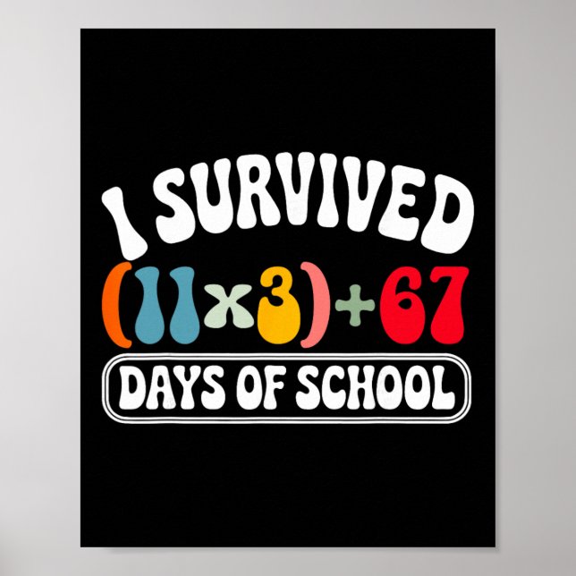Affiche I Survived 100 Days School Groovy Math Equation 10 (Devant)