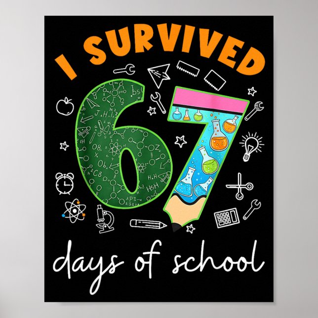 Affiche I Survived 67 Days Of School 67 Meme Science Teach (Devant)