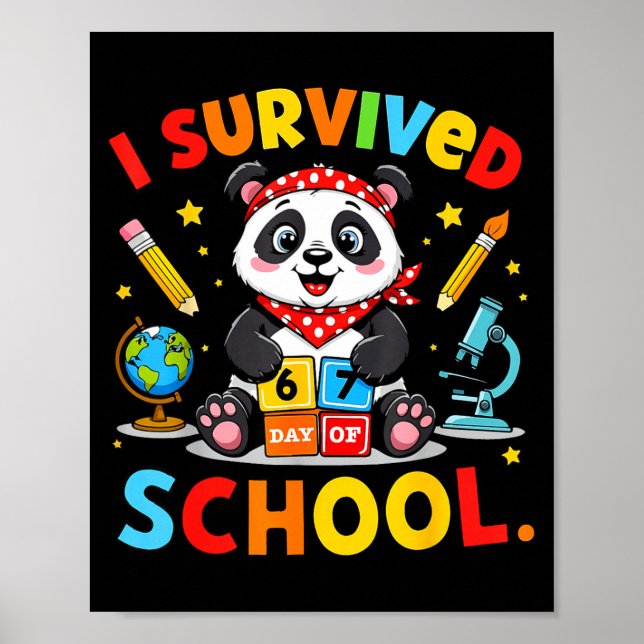 Affiche I Survived 67 Days Of School Funny Meme Teacher St (Devant)