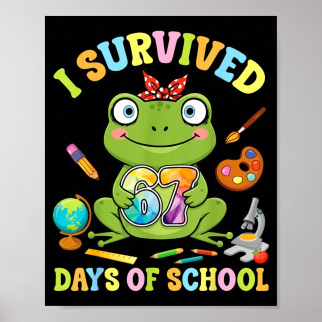 Affiche I Survived Six Seven Days Of School Cute Frog Stud (Devant)