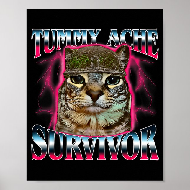 Affiche I Survived Today's Funny Tummy Ache Survivor Cat M (Devant)