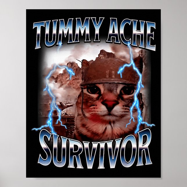 Affiche I Survived Today's Tummy Ache Survivor Funny Cat M (Devant)