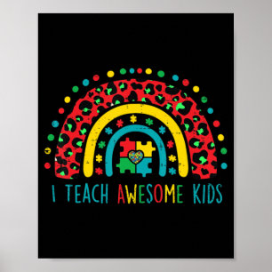 Affiche I Teach Awesome Kids Shirt Autism Aware Puzzle