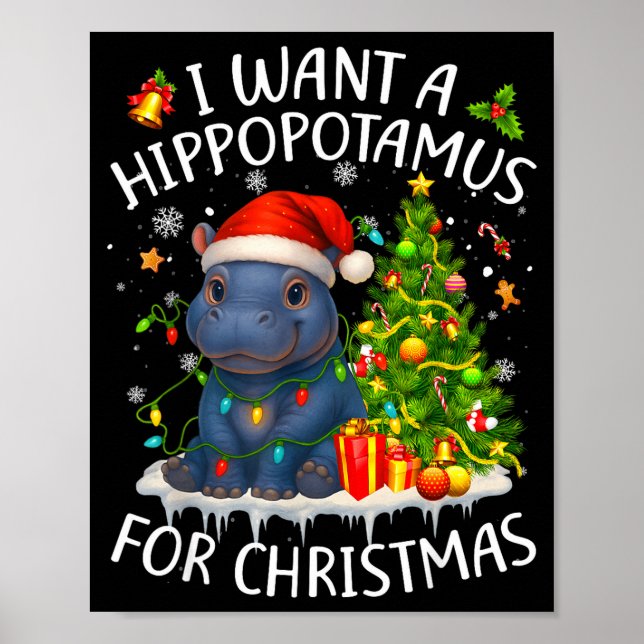 Affiche I Want A Hiptamus Christmas Xmas Hip Lover Women G (Devant)