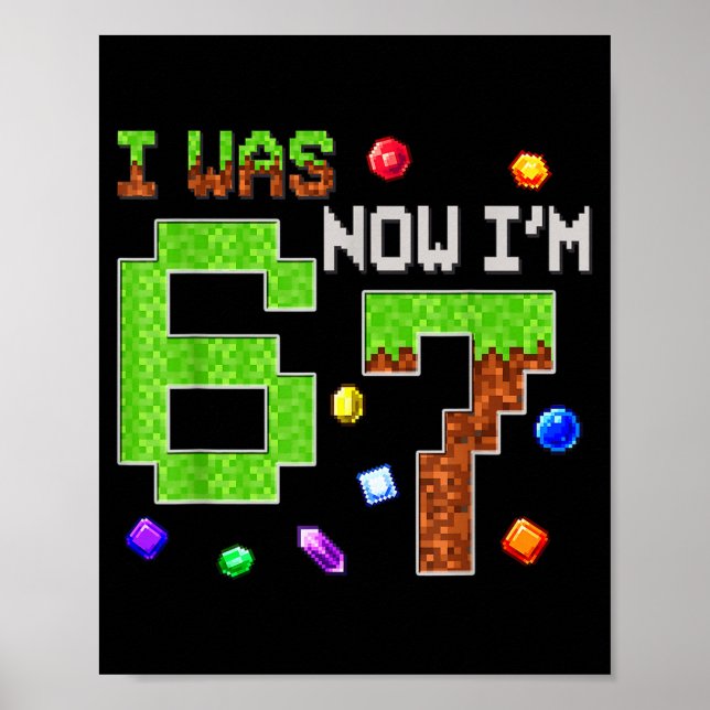 Affiche I Was 6 Now I'm 7 Six Seven 7th Birthday Boys Kids (Devant)