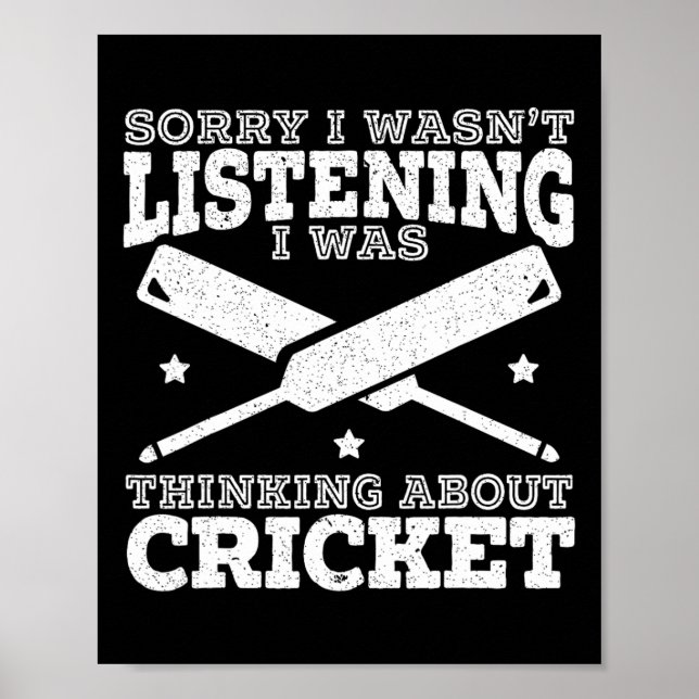 Affiche I Was Thinking About Cricket Cricketer Sport Ll Ga (Devant)