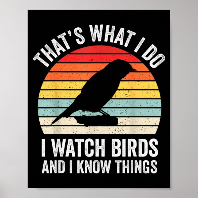 Affiche I Watch Birds I Know Things Funny Birdwatcher Bird (Devant)