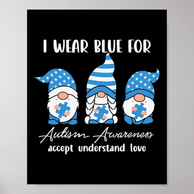 Affiche I Wear Blue for Autism Aware Accept (Devant)