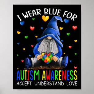 Affiche I Wear Blue for Autism Aware Accept