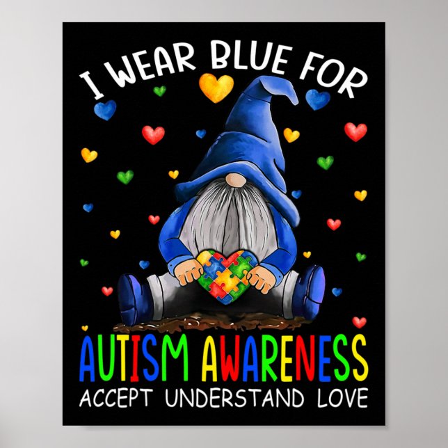 Affiche I Wear Blue for Autism Aware Accept (Devant)