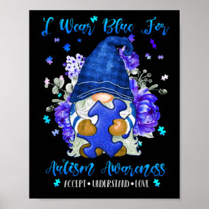 Affiche I Wear Blue for Autism Aware Accept