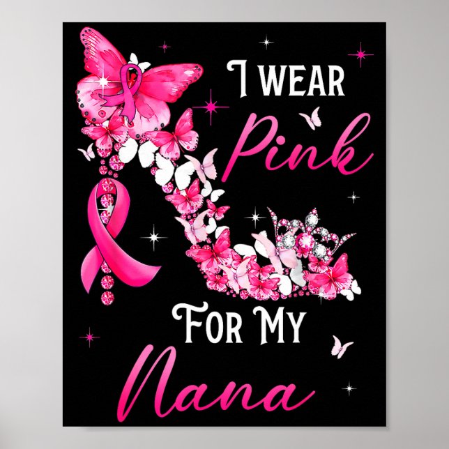 Affiche I Wear Nk For My Nana Breast Cancer Ribbon Suprt G (Devant)