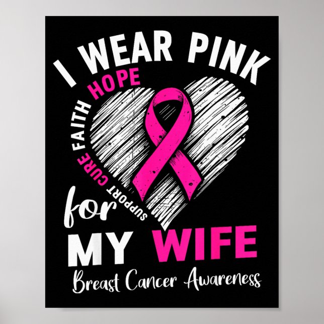 Affiche I Wear Nk For My Wife Breast Cancer Awareness Supr (Devant)