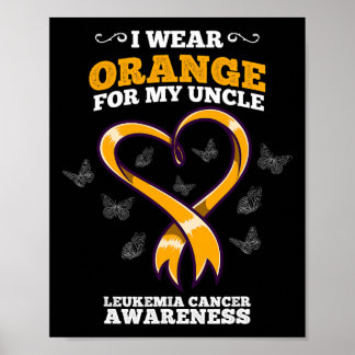 Affiche I Wear Orange Uncle Leukemia Cancer Awareness Bloo