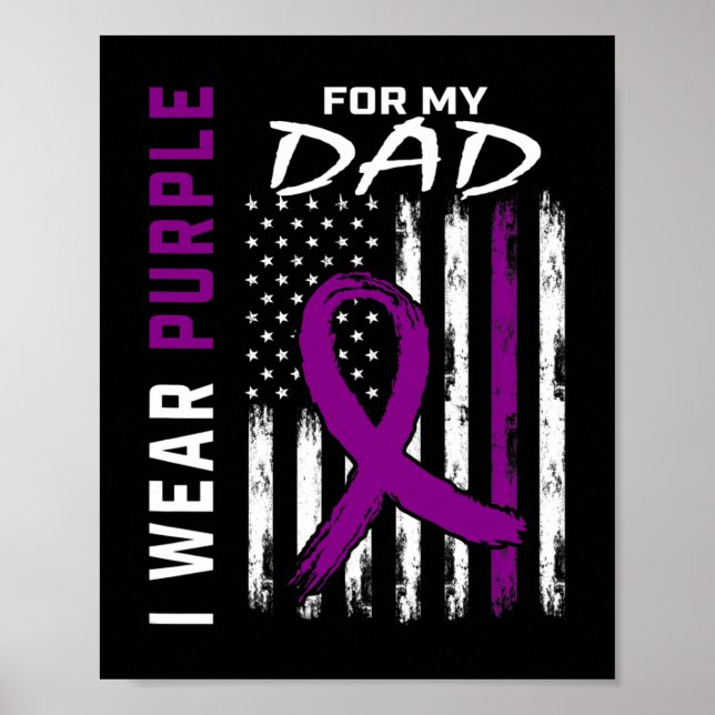 Affiche I Wear Purple For My Dad Pancreatic Cancer Awarene (Devant)