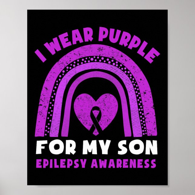 Affiche I Wear Purple For My Son Epilepsy Awareness Rainbo (Devant)