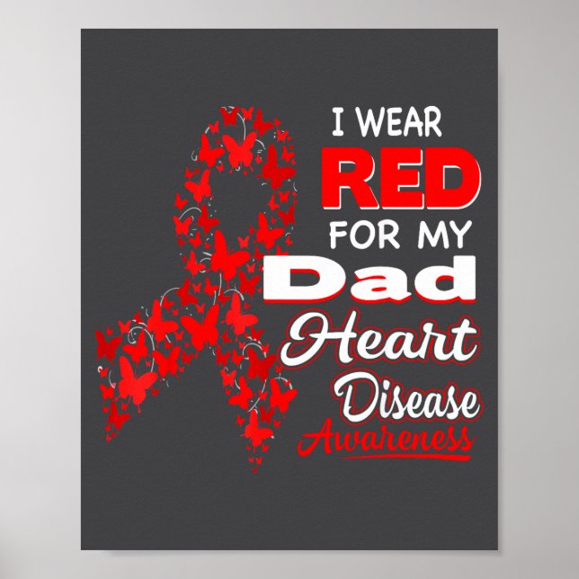 Affiche I Wear Red For My Dad Heart Disease Awareness Shir (Devant)