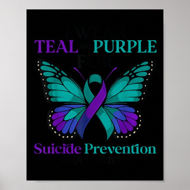Affiche I Wear Teal &amp; Purple Butterfly Suicide Prevent (Devant)