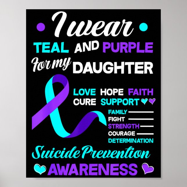 Affiche I Wear Teal &amp; Purple For My Daughter Suicide P (Devant)