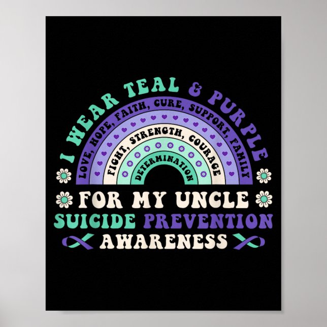 Affiche I Wear Teal &amp; Purple For My Uncle Suicide Prev (Devant)
