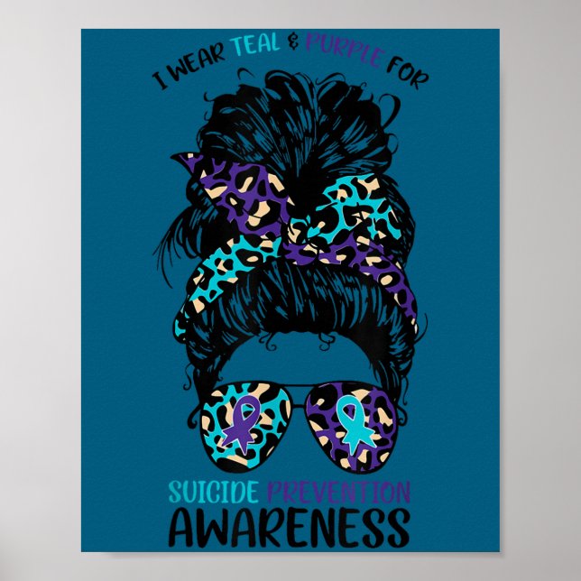 Affiche I Wear Teal &amp; Purple For Suicide Prevention Aw (Devant)