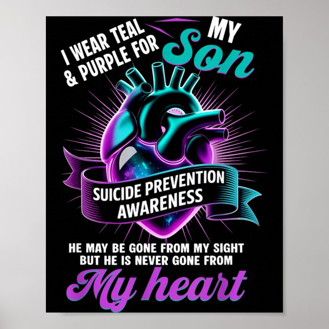 Affiche I Wear Teal And Purple For My Son Suicide Preventi (Devant)