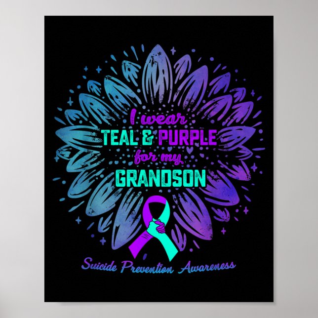 Affiche I Wear Teal Purple For Grandson Suicide Prevention (Devant)