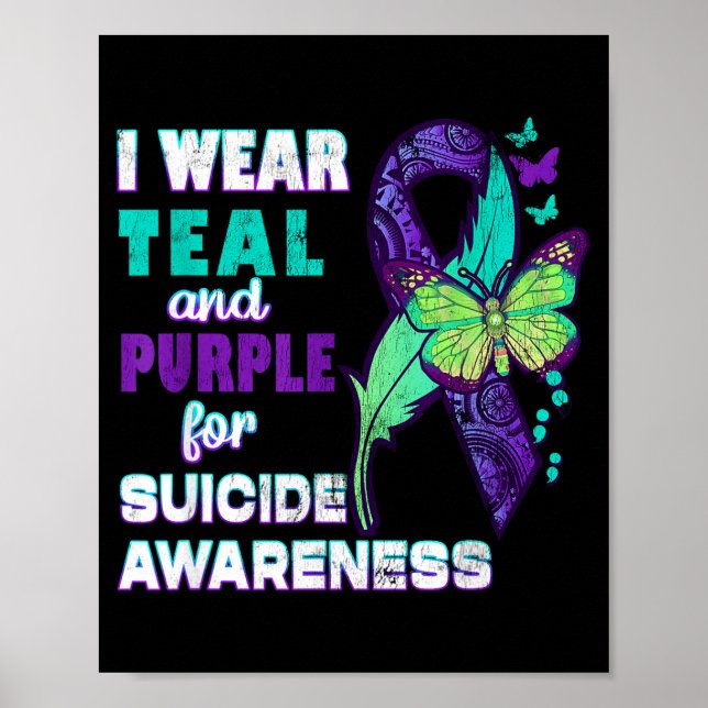 Affiche I Wear Teal Purple For Suicide Awareness You Women (Devant)