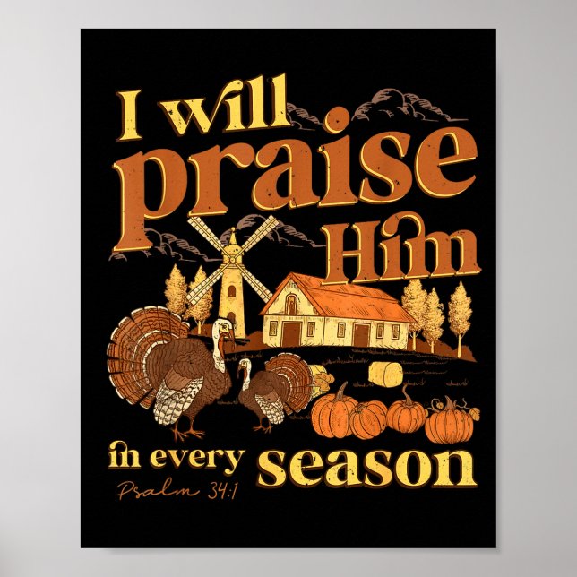 Affiche I Will Praise Him In Many Season Christian Farm Fa (Devant)