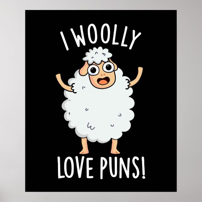 Affiche I Wooly Love Puns Funny Sheep Pun Dark BG (Devant)