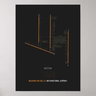 Affiche IAD - Washington Dulles Airport Runway Diagram Art