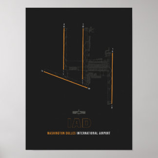 Affiche IAD - Washington Dulles Airport Runway Diagram Art