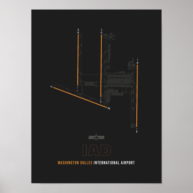 Affiche IAD - Washington Dulles Airport Runway Diagram Art (Devant)