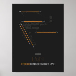 Affiche IAH - Houston Airport Runway Diagram Art