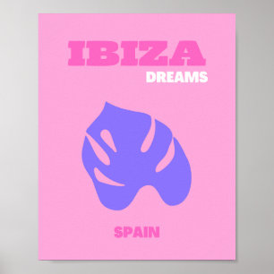Affiche Ibiza, Art Voyage, Preppy, Salle Préppy, Rose