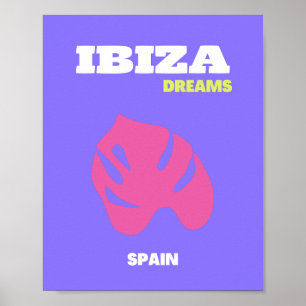 Affiche Ibiza, Art Voyage, Preppy, Violet